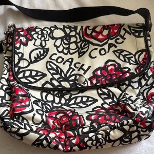 Coach Floral Crossbody Bag - Black and Red